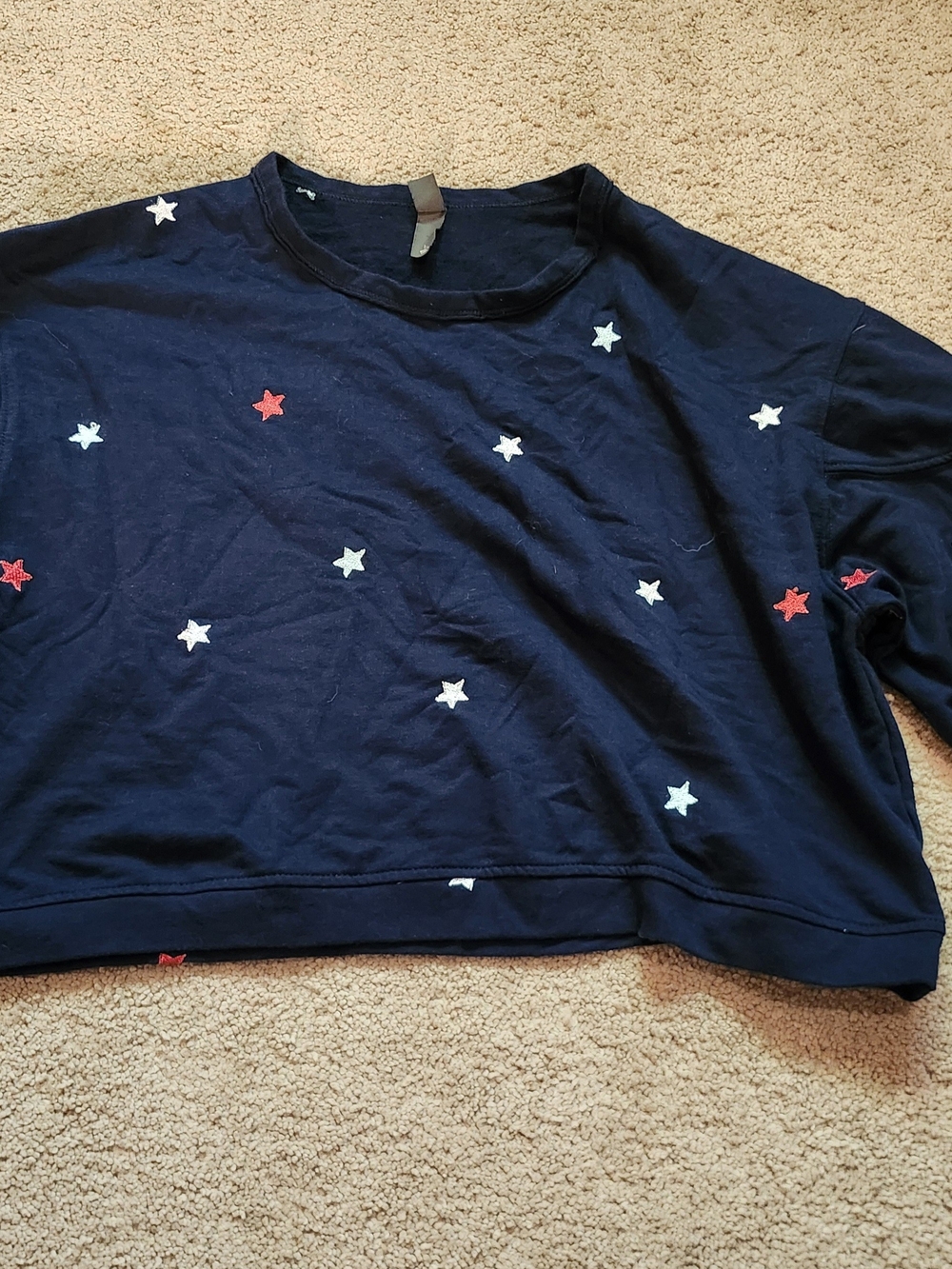 Alya Navy Sweatshirt with Red and White Star Embroidery